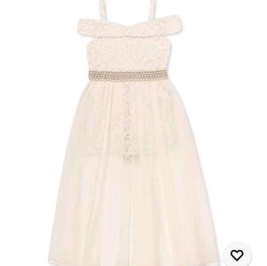 Speechless Girls Romper Maxi-Overlay Glitter-Lace Size 16 Pale Blush Formal